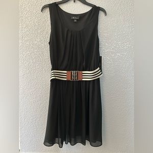 BCX Dress in black with included waist belt; Size XL